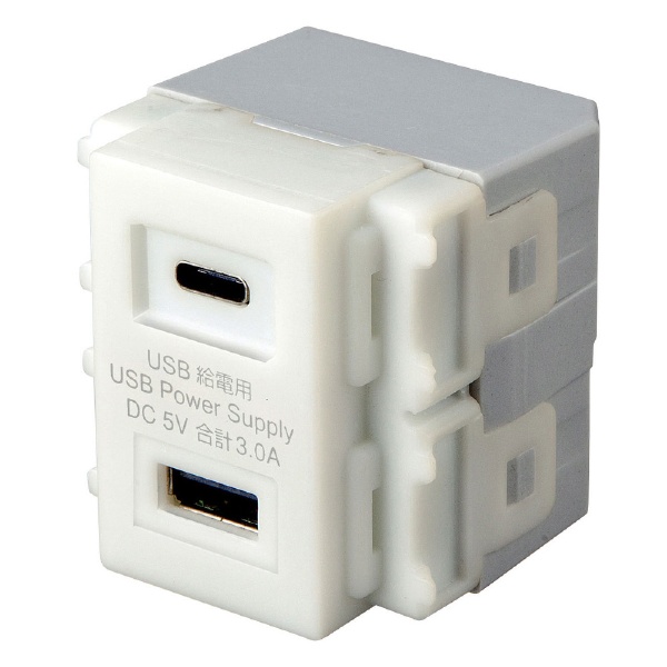 埋込USB給電用コンセント （TYPEC搭載） TAP-KJUSB1C1W サンワサプライ