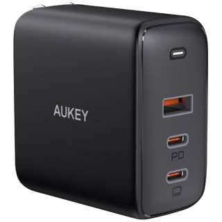 AUKEYiI[L[j USB[d Omnia Mix3 90W mUSB-A 1|[g/USB-C 2|[gn ubN PA-B6S-BK [3|[g /USB Power DeliveryΉ /GaN(KE) ̗p]
