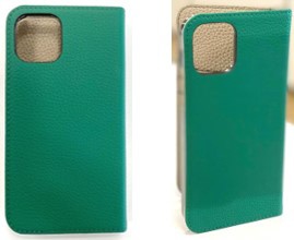 LORNA PASSONI - German Shrunken Calf Folio Case for Green iPhone Pro LPVGLFLIP2061 12 公式ショップ Gray x Velvet 倉 Light