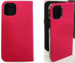 セール価格 LORNA PASSONI - German Shrunken Calf Folio Case for Rose 12 Black Purple iPhone Pro LPPRBFLIP2061 新作続 x