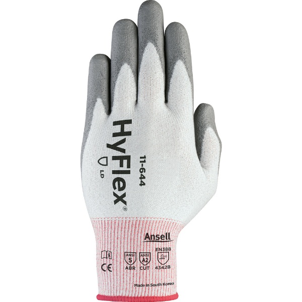 アンセル 祝日 耐切創手袋 ハイフレックス １１−６４４ 11-644-8 品質保証 グレー Ｍサイズ