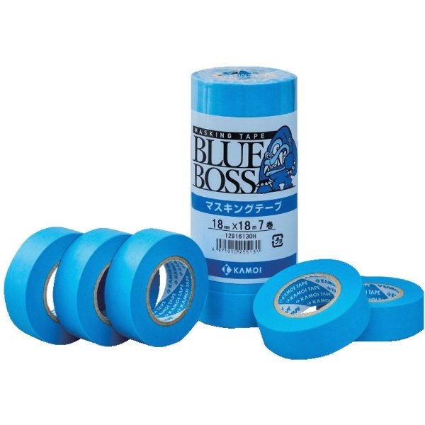 マスキングテープ塗装用 2巻入（幅12mm/長さ18m） ブルー BLUEBOSSJAN-12 カモ井加工紙｜KAMOI 通販