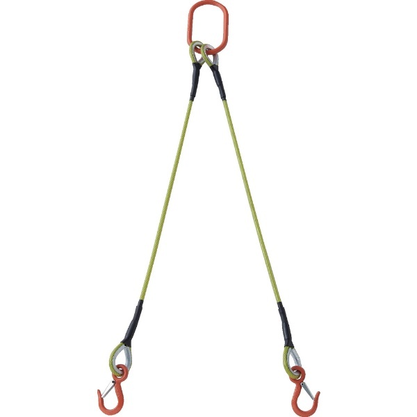 TRUSCO 2本吊玉掛ワイヤーロープスリング（カラー被覆付）アルミロックタイプ 黄透明1M 収縮カバー付 TWSP2P9S1WT トラスコ中山 通販 