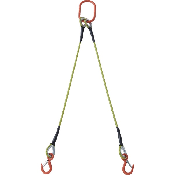 TRUSCO 2本吊玉掛ワイヤーロープスリング(カラー被覆付)アルミロック