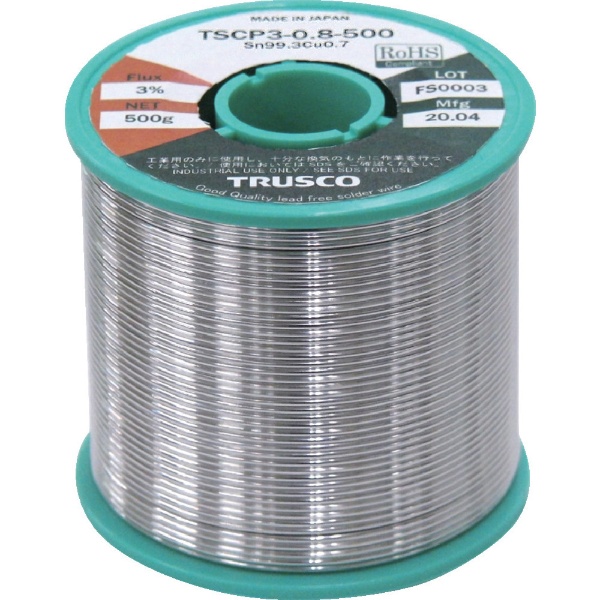 TRUSCO 低コスト鉛フリーやに入りはんだ 500G0．8 TSCP3-0.8-500