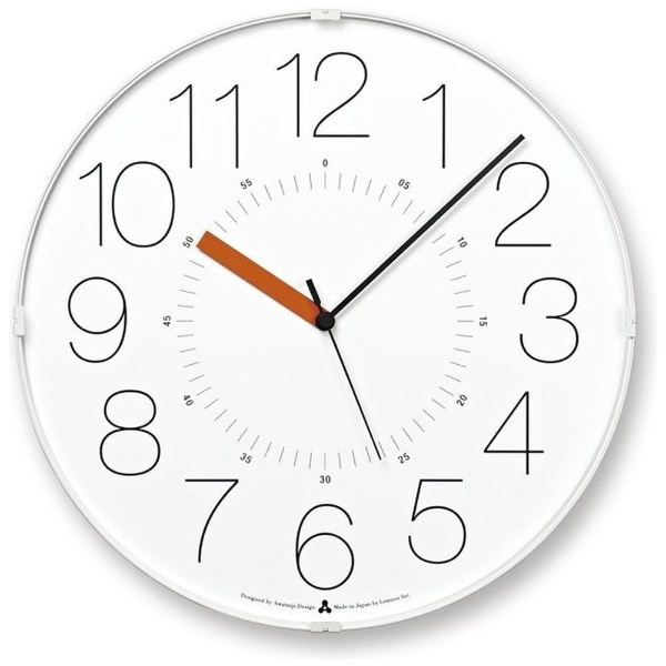  壁掛け時計 カラ ホワイト（オレンジ針） AWA21-01WH-O