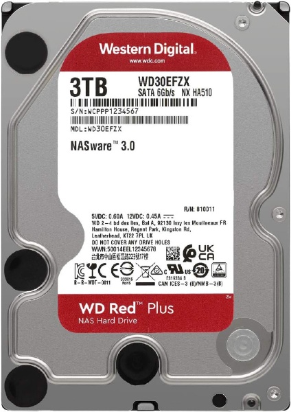 WD30EFZX 内蔵HDD SATA接続 WD Red Plus(NAS)128MB [3TB /3.5インチ