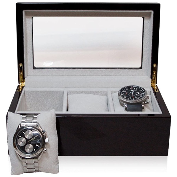 腕時計 収納ケース 3本収納 木製 ウォッチボックス 窓付 茶 IG-ZERO40A 