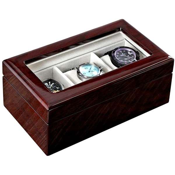 供附带手表收藏包3扇收藏木制表箱窗的茶IG-ZERO40A-5W[3条使用的]_3