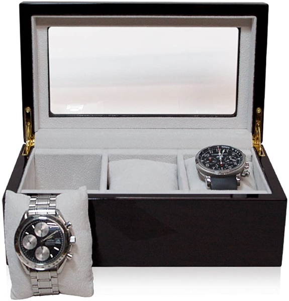 腕時計 収納ケース 3本収納 木製 ウォッチボックス 窓付 茶 IG-ZERO40A 