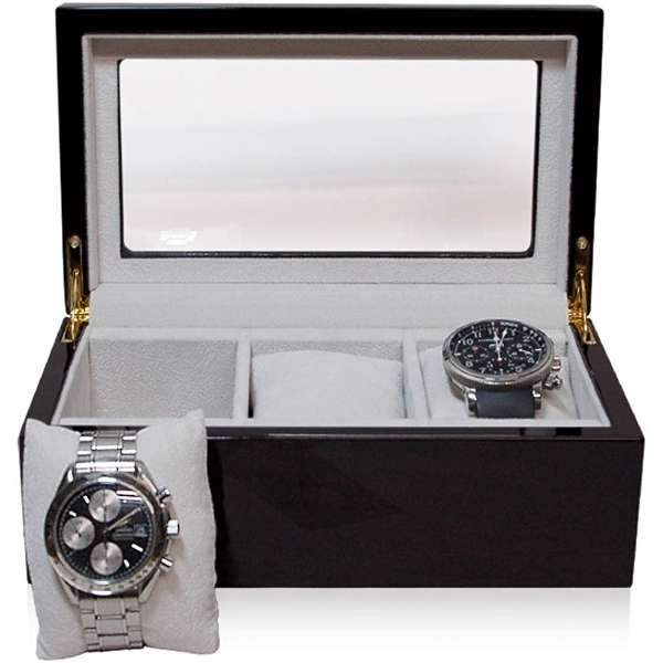供附带手表收藏包3扇收藏木制表箱窗的茶IG-ZERO40A-5W[3条使用的]_4