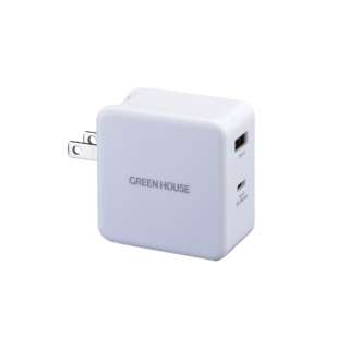 PD対応Type-Cポート付USB-AC充電器 ホワイト GH-ACU2GB-WH [2ポート /USB Power Delivery対応]