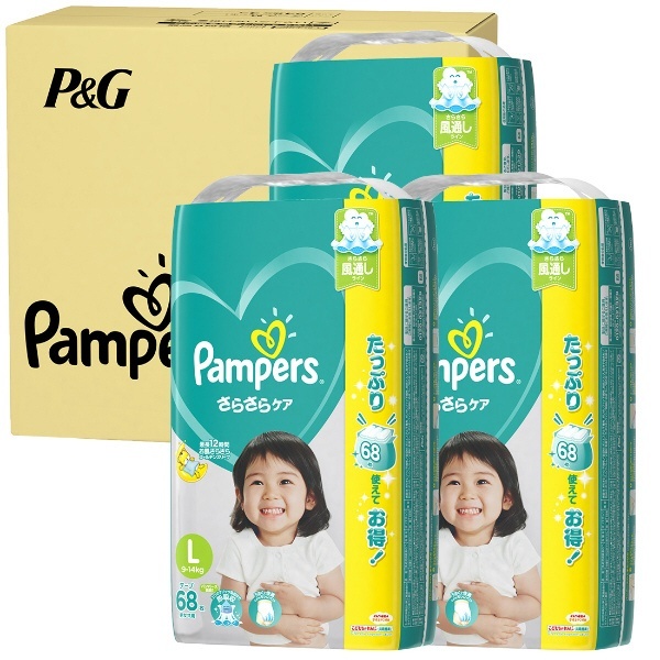 ケース販売】Pampers(パンパース)さらさらケア テープ / ウルトラジャンボ L 68枚 (9-14kg)×3コ PG｜ピーアンドジー 通販  | ビックカメラ.com