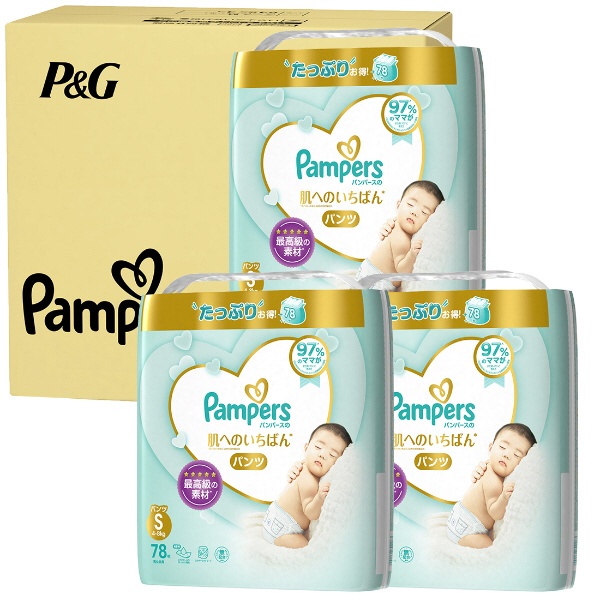 Pampers(パンパース)肌へのいちばんパンツ / ウルトラジャンボ S 78枚 (4-8kg)×3コ PG｜ピーアンドジー 通販 |  ビックカメラ.com