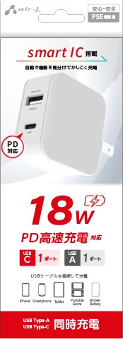 PD18W ACŴ USB-A1Type-Cߣ WH ۥ磻 AKJ-18WPD2WH [2ݡ /USB Power Deliveryб]