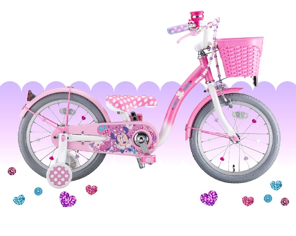 色はピンクになりますミニーマウスポルカドット 18インチ子供用自転車※引き取り限定