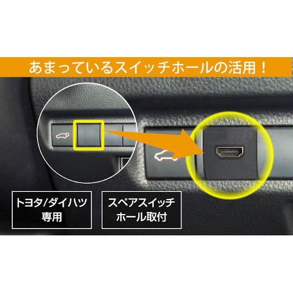 USB/HDMI延長ケーブル トヨタ /ダイハツ車 USB/HDMI延長ケーブル  トヨタ/ダイハツ車のスペアスイッチホールがUSB/HDMI入力端子に変身 USB13