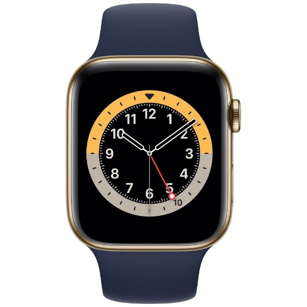 Apple Watch Series 6（GPS + Cellularモデル）-  44mmゴールドステンレススチールケースとディープネイビースポーツバンド
