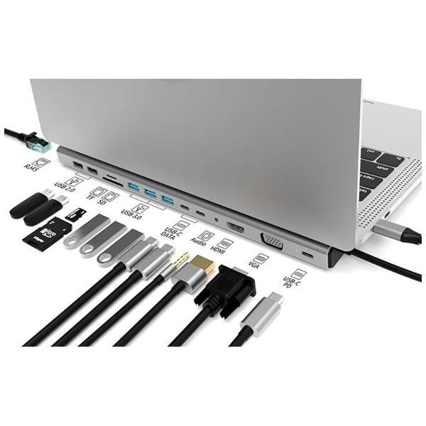 mUSB-C IXX J[hXbg2 / HDMI / VGA / LAN /3.5mm / USB-A5 / USB-C3n USB PDΉ 87W hbLOXe[V Vo[ AXB141DS [USB Power DeliveryΉ]_5