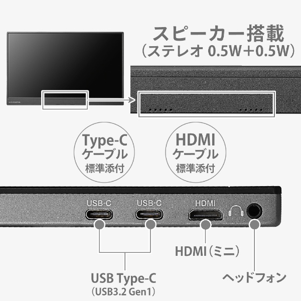 USB-C接続 PCモニター (タッチパネル) ブラック LCD-CF161XDB-MT [15.6