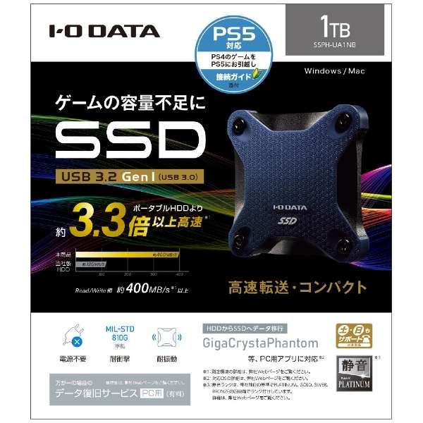 SSPH-UA1NB外置型SSD USB-A连接(PS5/PS4对应)千禧年深蓝色[1TB/手提式型]_3