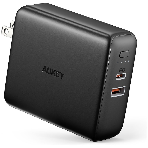 AUKEY オーキー コンセント一体型 モバイルバッテリー 5000mAh 秀逸 USB充電器 20W PD対応 USB-C 1ポート USB-A 2ポート Black ブラック Power 与え PA-PD20-BK Delivery対応 USB
