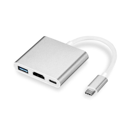 映像変換アダプタ [USB-C オス→メス HDMI /USB-A＋USB-Cメス給電] USB ...