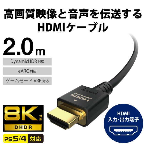 HDMIケーブル Ultra High Speed HDMI 2m 8K 60p / 4K 120p 金メッキ 