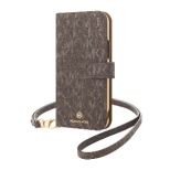 MICHAEL KORS - Folio Case Signature with Neck Strap - Magsafe for iPhone 12/12 Pro [ Brown ] MKSNBRWFLIP2061 uE