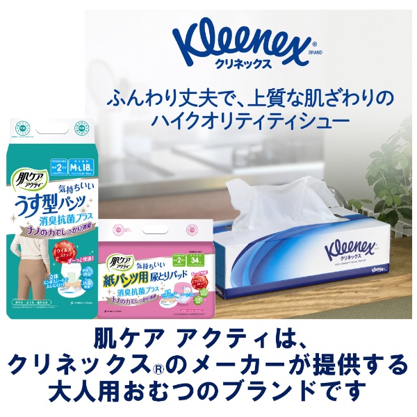 肌ケアアクティ 尿とりパッド 消臭抗菌プラス8回分吸収 18枚 日本製紙