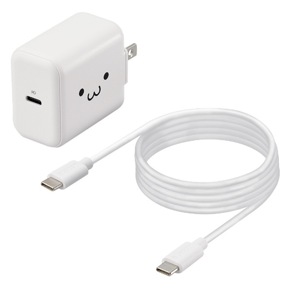 USB Type-C 充電器 PD対応 20W タイプC ×1 Type C to C ケーブル 同梱型 1.5m 【 iPhone iPad  Galaxy Xperia AQUOS OPPO Android各種 Nintendo Switch 他 】 ACアダプター コンセント ホワイトフェイス  ホワイトフェイス MPA-ACCP18WF [USB