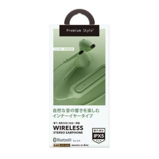 ブルートゥースイヤホン インナーイヤー型 Premium Style グリーン PG-BTE12IE6GR [ワイヤレス(左右コード) /Bluetooth]