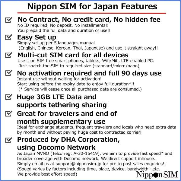 Nippon SIM for Japan W 903GB {pvyChf[^SIMJ[h DHASIM096 [}`SIM /SMSΉ]_6