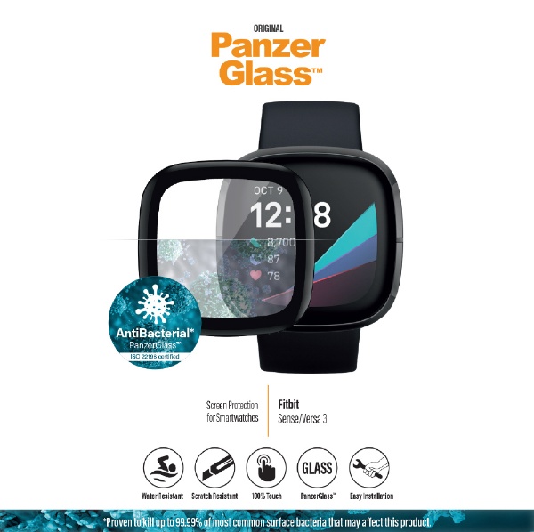 PanzerGlass 買い物 パンザグラス 高級な Fitbit Sense Versa3 ガラスフィルム 3639 Panzerglass 保護フィルム 抗菌 液晶保護フィルム 9H