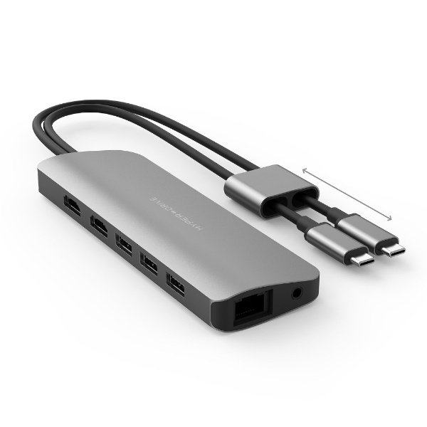 MacBook Pro / Air対応 USB-Cｘ2［USB-C オス→メス カードスロットｘ2 / HDMIｘ2 / LAN /φ3.5mm /  USB-Aｘ3 / USB-C］ USB PD対応 60W ドッキングステーション HP-HD392GR [USB Power Delivery対応]