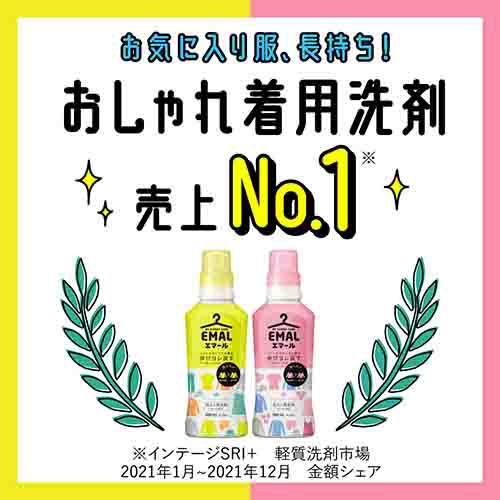 【ケース販売】 EMAL（エマール）つめかえ用 900ml×15個〔おしゃれ着用〕 リフレッシュグリーンの香り