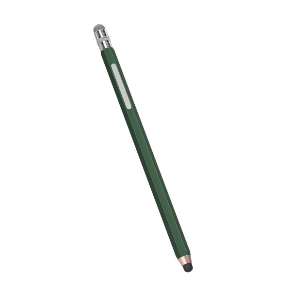 握りやすいエンピツ型タッチペン シリコン+導電性繊維の2WAYペン先 卓抜 ロングタイプ 低価格 グリーン OWL-TPSE08-GR