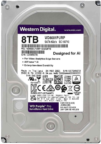 WESTERN DIGITAL 内蔵HDD SATA接続 WD Purple(監視システム用)64MB