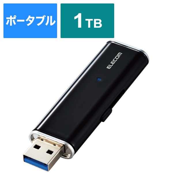 ESD-EMN1000GBKR 外付けSSD USB-A接続 PS5/PS4、録画対応(iPadOS/iOS/Mac/Windows11対応)  ブラック [1TB /ポータブル型]
