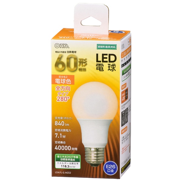 LED電球 E 形相当 電球色 全方向 LDA7L GAG [E /一般電球形