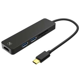 ［USB-C オス→メス カードスロットｘ2 / HDMI / USB-Aｘ2］ ドッキングステーション ブラック SD-UCRH1-A