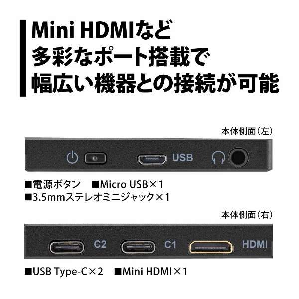 USB-C连接ＰＣ监视器(触摸屏)黑色PTF-M133T[13.3型/全高清(1920*1080)/宽大的]_4