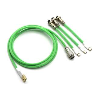 L[{[hP[u [USB-C{micro USB{mini USB  USB-A(PC) /1.65m] O[ kk-aviator-cable-green