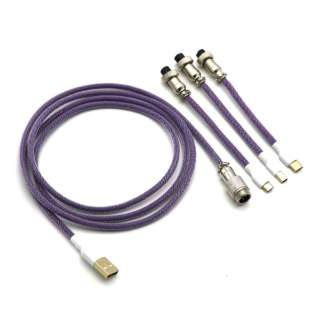L[{[hP[u [USB-C{micro USB{mini USB  USB-A(PC) /1.65m] p[v kk-aviator-cable-purple