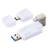USBメモリ MFi認証(Android/iOS/Mac/Windows11対応) ホワイト MF-LGU3B016GWH [16GB /USB TypeA＋USB TypeC＋Lightning /USB3.2 /キャップ式]