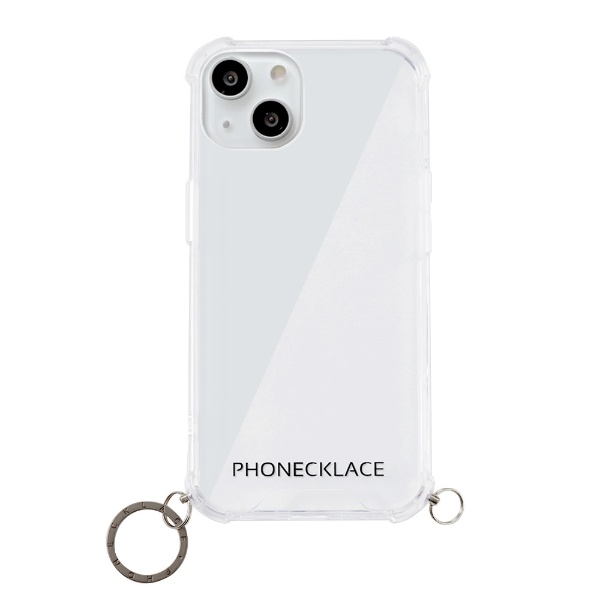 送料無料限定セール中 iPhone 13 対応 6.1 inch ストラップ用リング付きクリアケース 上品 ガンブラックチャーム PN21600i13BK PHONECKLACE 2眼