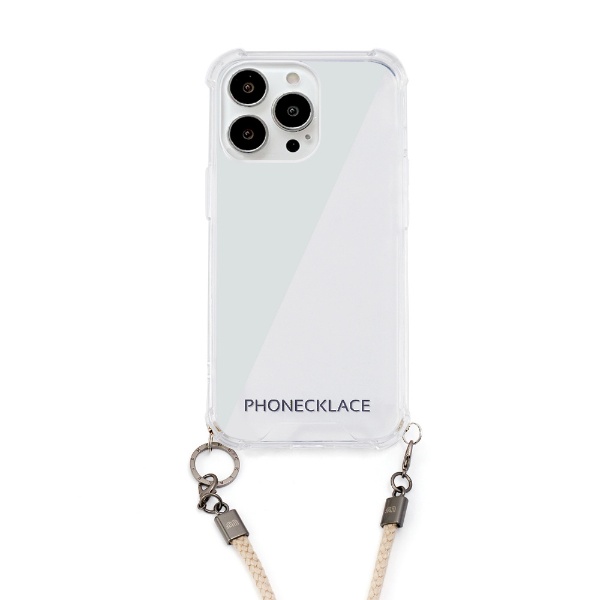 iPhone 13 Pro 対応 6.1 発売モデル inch ベージュ 激安セール PN21604i13PBG 3眼 ロープショルダーストラップ付きクリアケース PHONECKLACE