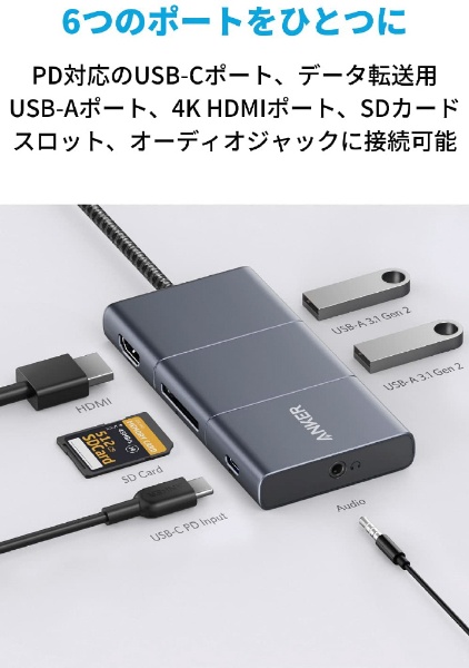USB-C オス→メス カードスロット / HDMI /φ3.5mm / USB-Aｘ2 / USB-C