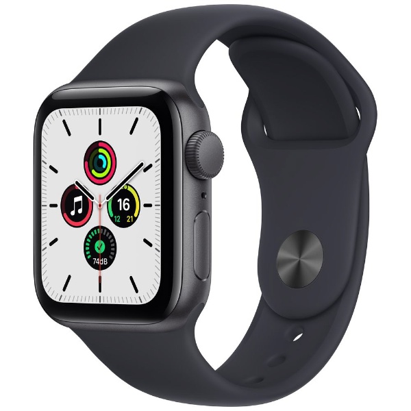 授与 Apple Watch SE GPSモデル 40mmスペースグレイアルミニウムケースとミッドナイトスポーツバンド 磁気充電-USB-Cケーブル同梱 2021年9月モデル MKQ13J A 年間定番