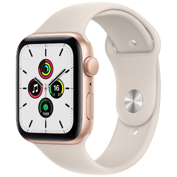 Apple Watch ＳＥ(第1代:ＧＰＳ型号)44mm黄金铝包和星光运动带黄金铝